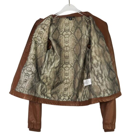 Y2k George Brown Faux Leather Moto Jacket Extra Small Women's Casual Jacket - Picture 3 of 6